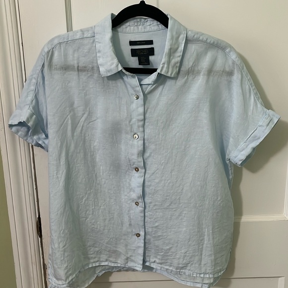 RACHEL Rachel Roy Tops - Rachel Roy blue linen shirt size M